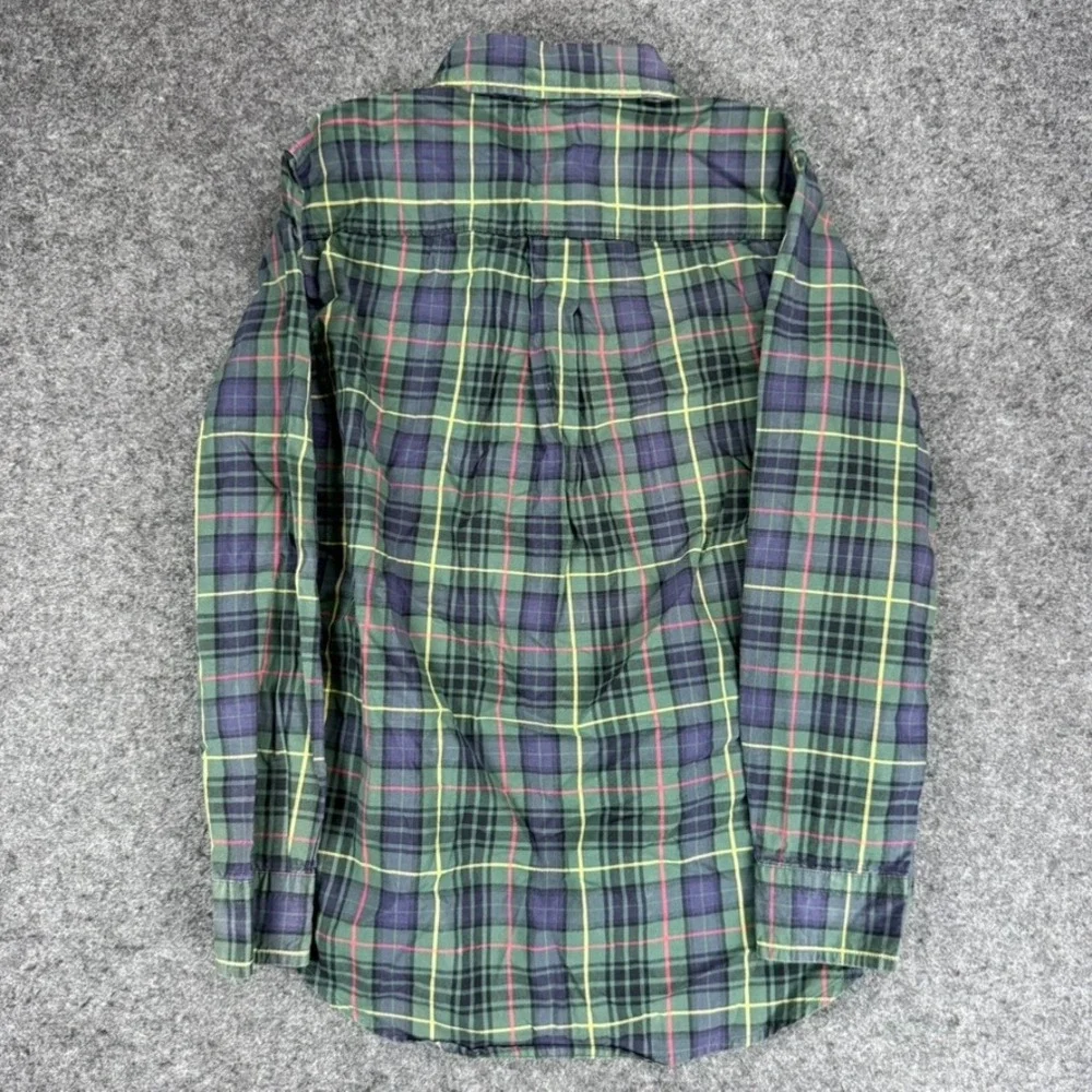 Ralph Lauren Boys Plaid Long Sleeve Button‎ Down Shirt Kid Size 7 Green